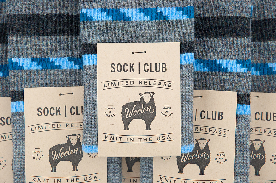 Custom designed packaging on American made socks