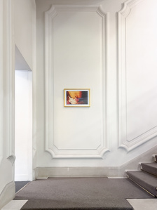 framed book with golden frame on showcase in Paris building.
On the occasion of Paris Men’s Fashion Week, 247 held a gallery of photography by Italian artist Jo Fetto interspersed throughout the corridors of the Haussmannian showroom.

