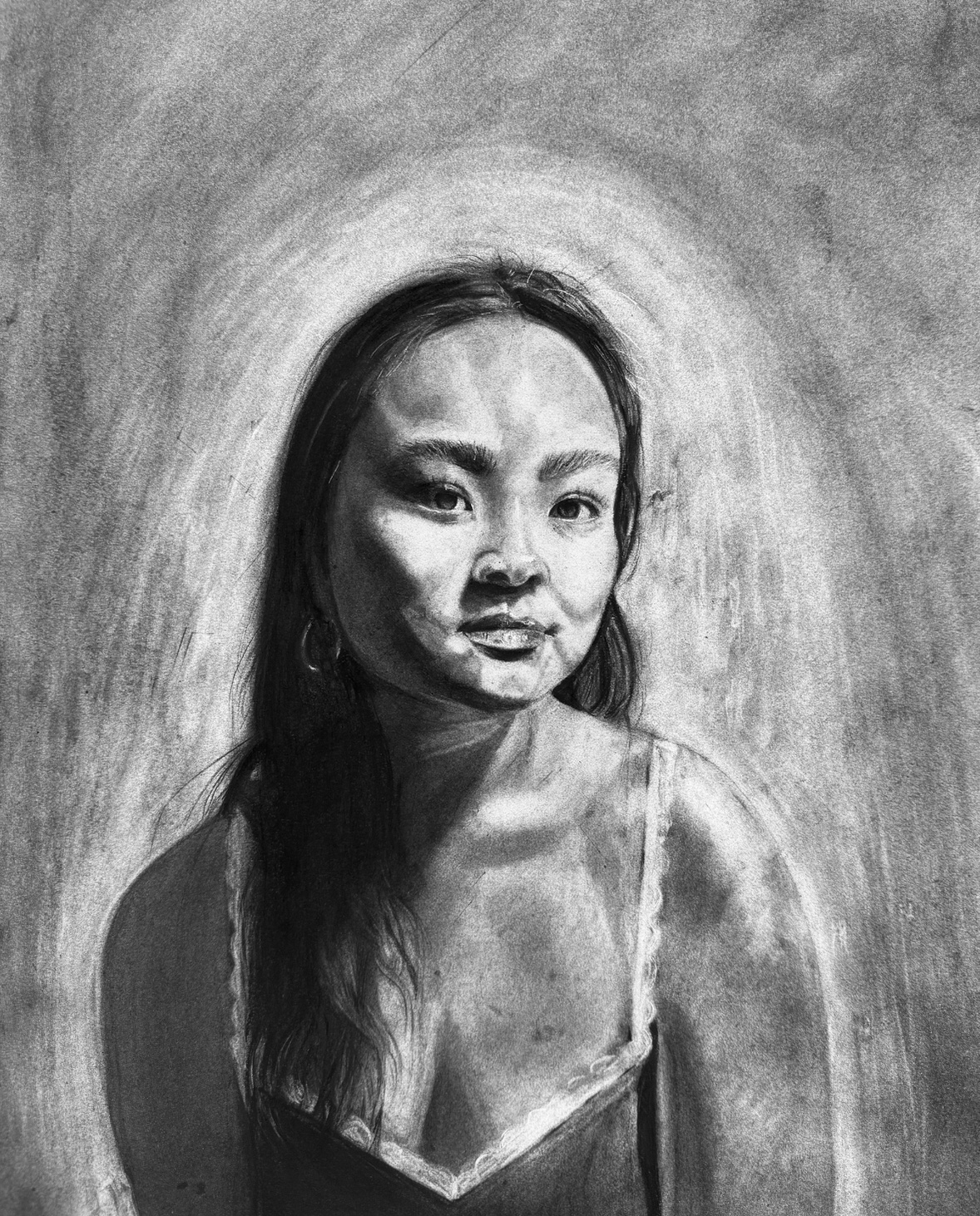 my self-portrait done in charcoal
