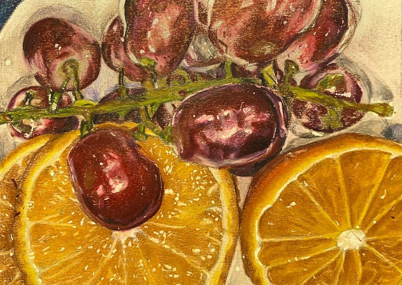 colored pencil drawing of fruit