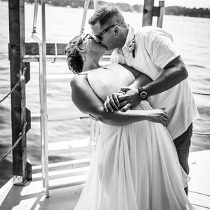 Wedding photography on a boat at Lake Okoboji, Iowa. 