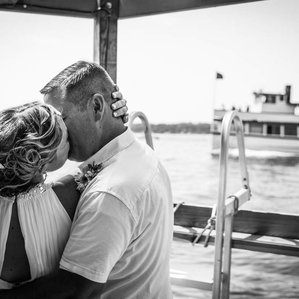 Wedding photography on a boat at Lake Okoboji, Iowa. 