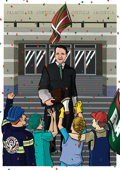 jubilacion-abogado-ikurriña-trabajadores-illustration-ttaka-portrait-digital-retrato-opari-regalo