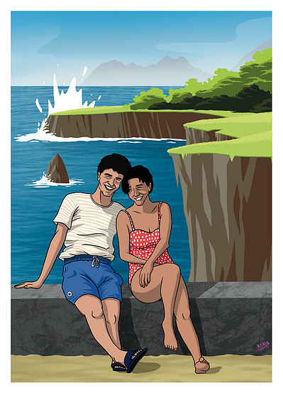 pareja-padres-opari-regalo-ttaka-illustration-digital-mar-acantilado-cumpleaños-cantabria