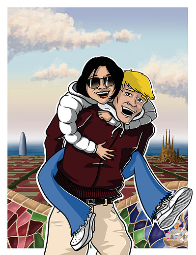 Atxo-pareja-barcelona-amor-illustratrion-digital-ttaka