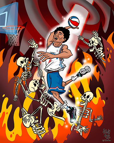 Basketball-dunk-nba-atletico-sugar-hell-fire-illustration-portrait-retrato-ttaka-marrazkilari-digital