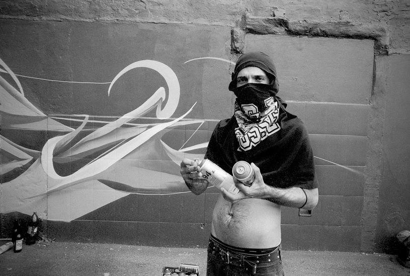 Quinho of OTM Crew does graffiti and street art in São Paulo, Brazil photo by Jordan Starr
