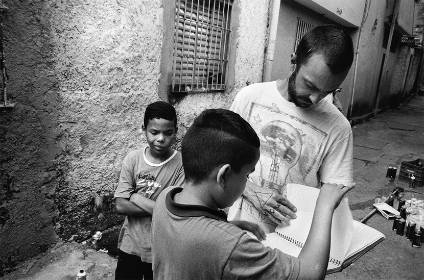 Jhoao does graffiti and street art in São Paulo, São Mateus Brazil photo by Jordan Starr
