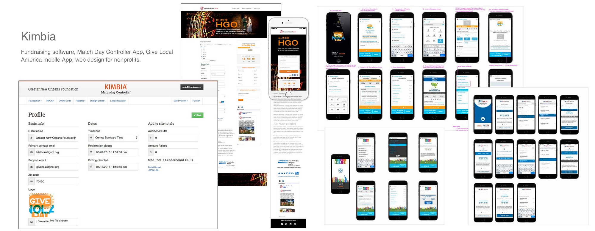 Mobile first fundraising design and platform/app for creating fundraising websites