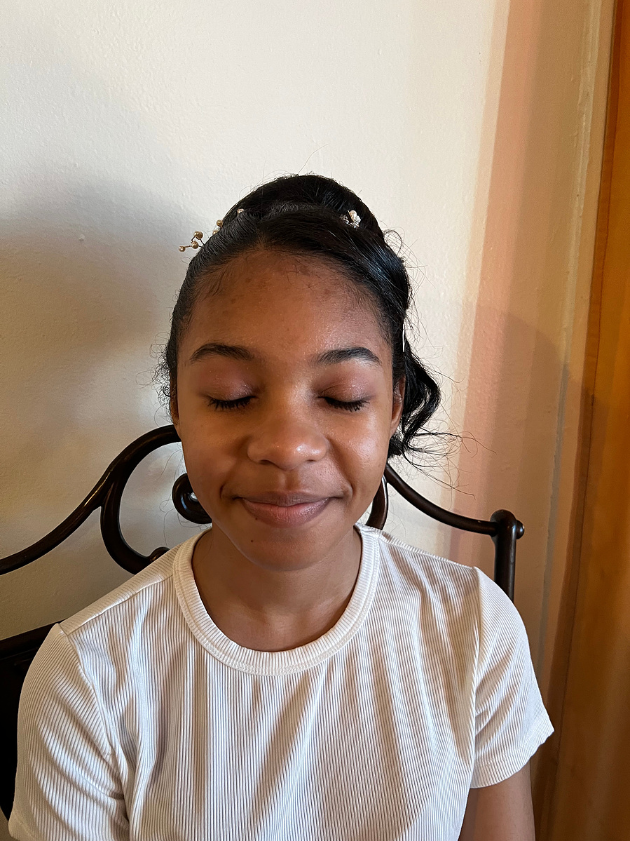 Before picture of teen (teenager) sweet 16 birthday party. Soft glam look.