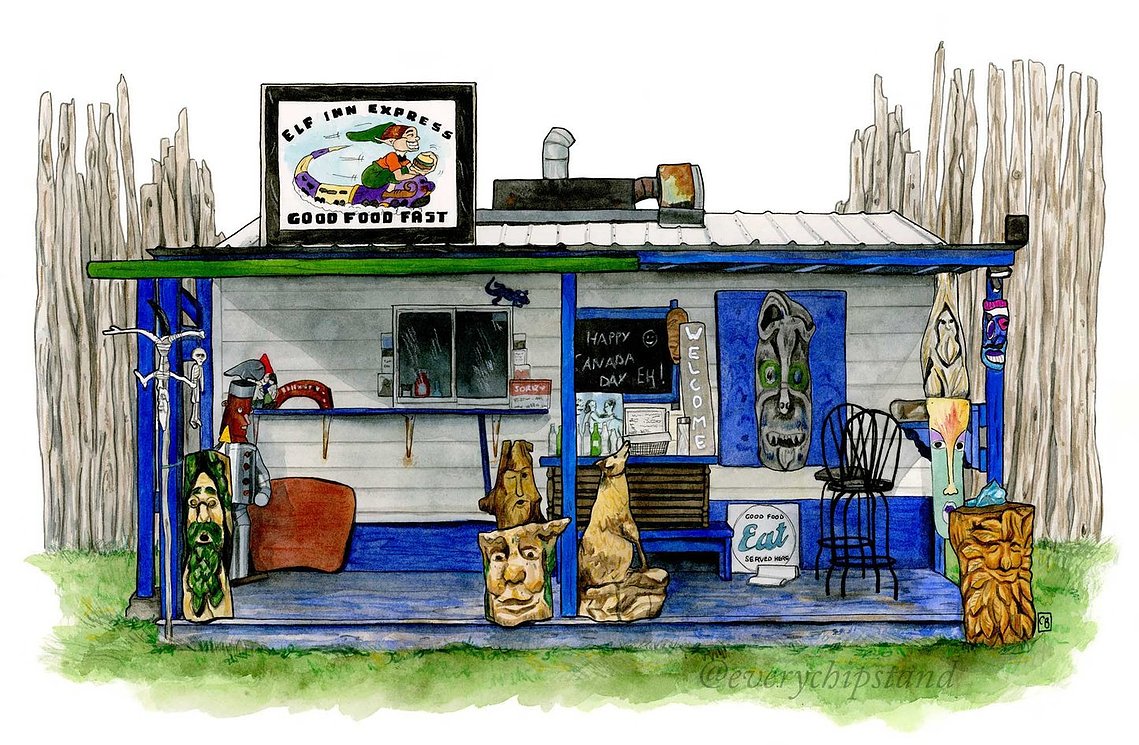chip stand
canadian food
casse croute
every chip stand
canada landscape
poutine canada
patate frites
fresh cut fries
made in canada
woody's pit stop
chip truck
foodie love
canada art print
elf inn express
elphin ontario
