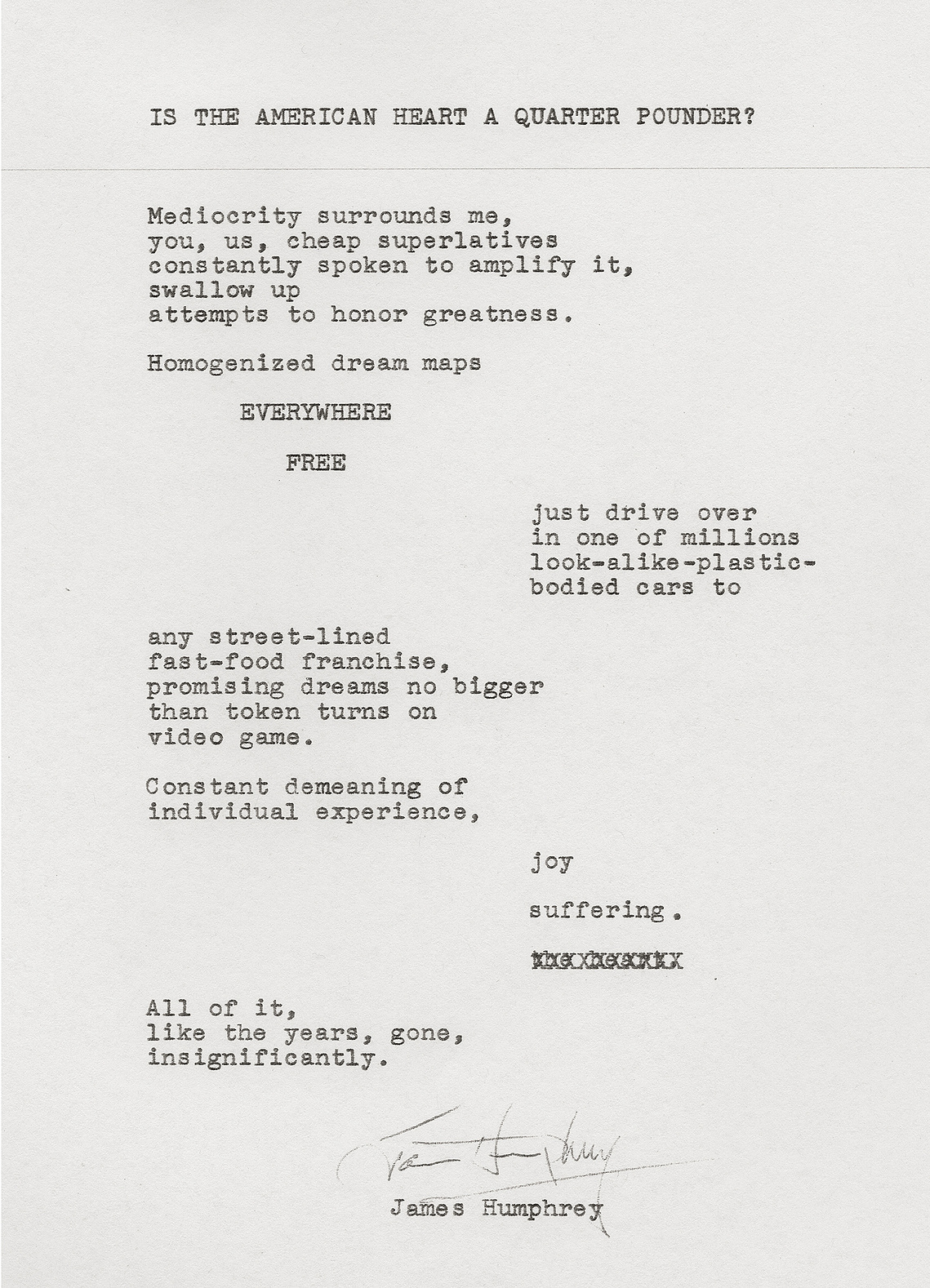 james humphrey, poet, poetry, poem