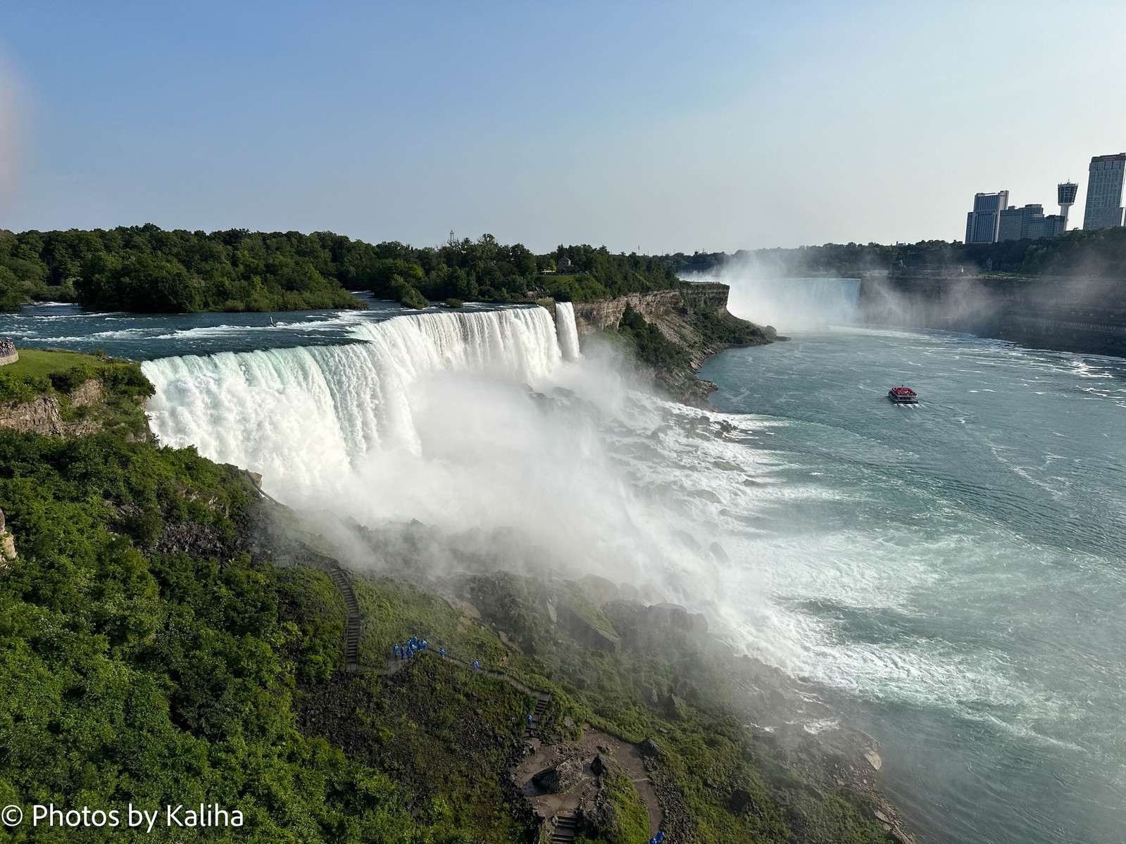 Immerse in the awe-inspiring beauty of Niagara Falls through this captivating photo. Witness the majestic cascade of nature's grandeur at this iconic landmark. #NiagaraFalls #NaturePhotography