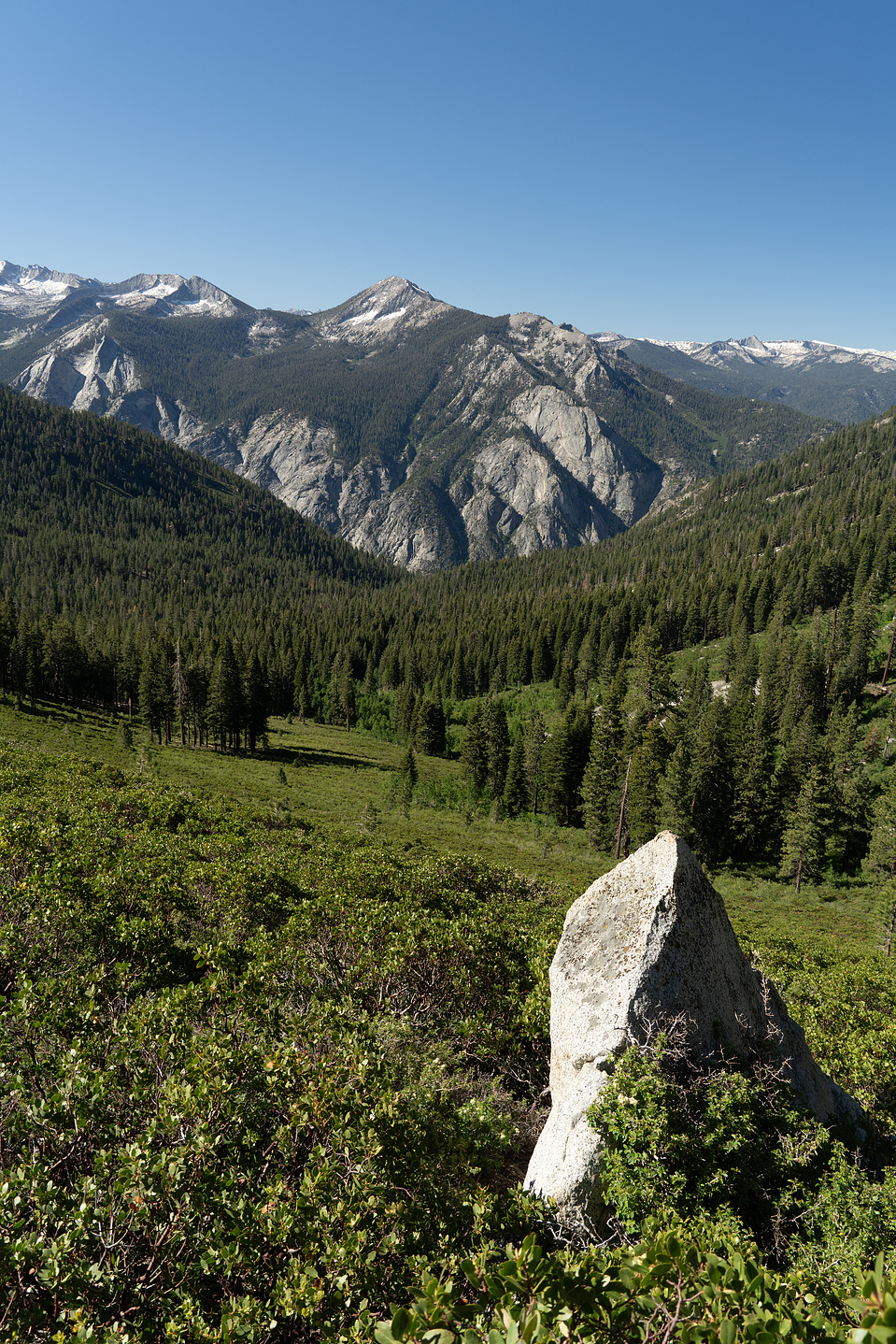 Mountain view with a rock in the foreground
