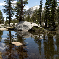 Beautiful pond with mountain in the background
