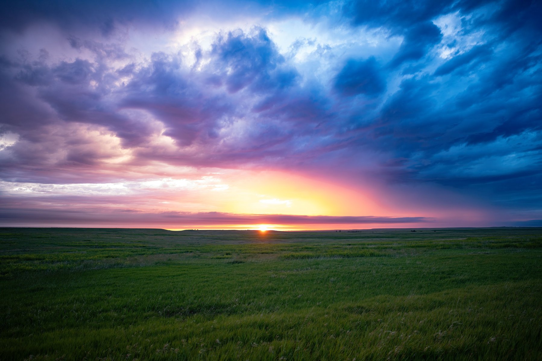 A colorful sunset over the black hills of South Dakota.