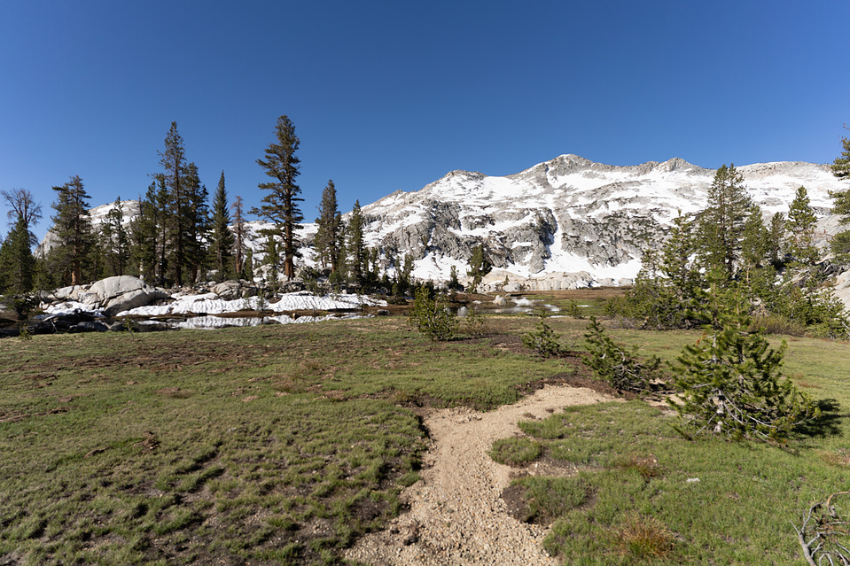 Mountain view with trail in the foreground