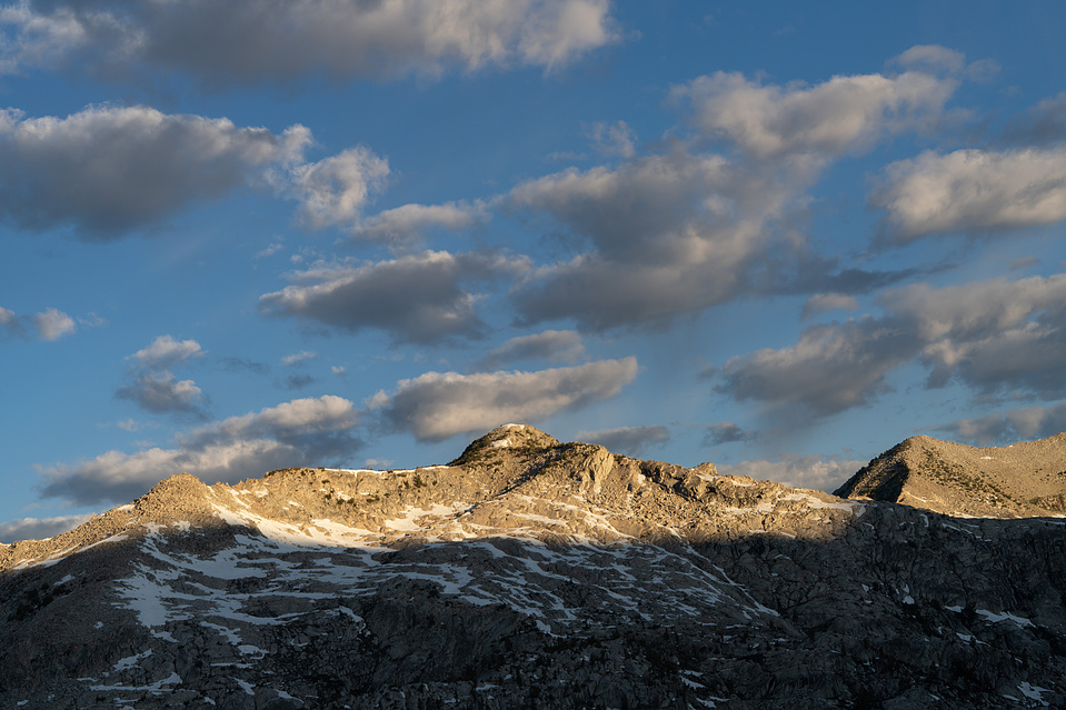 Sunrise over a granite mountain