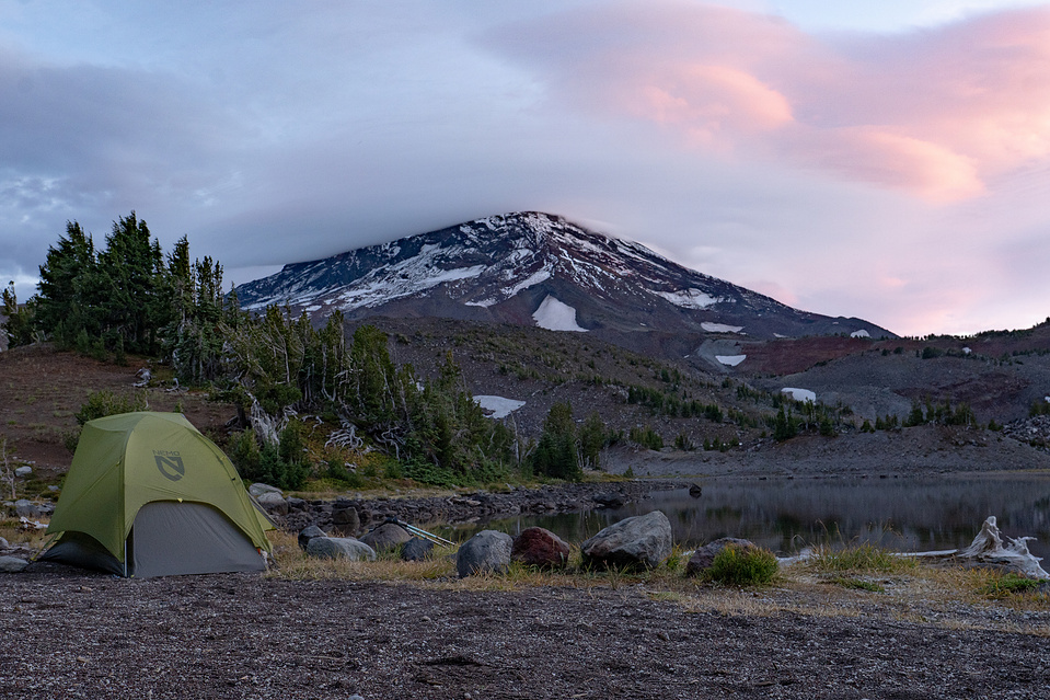 A Lakeside Campsite in the shadow of South Sister