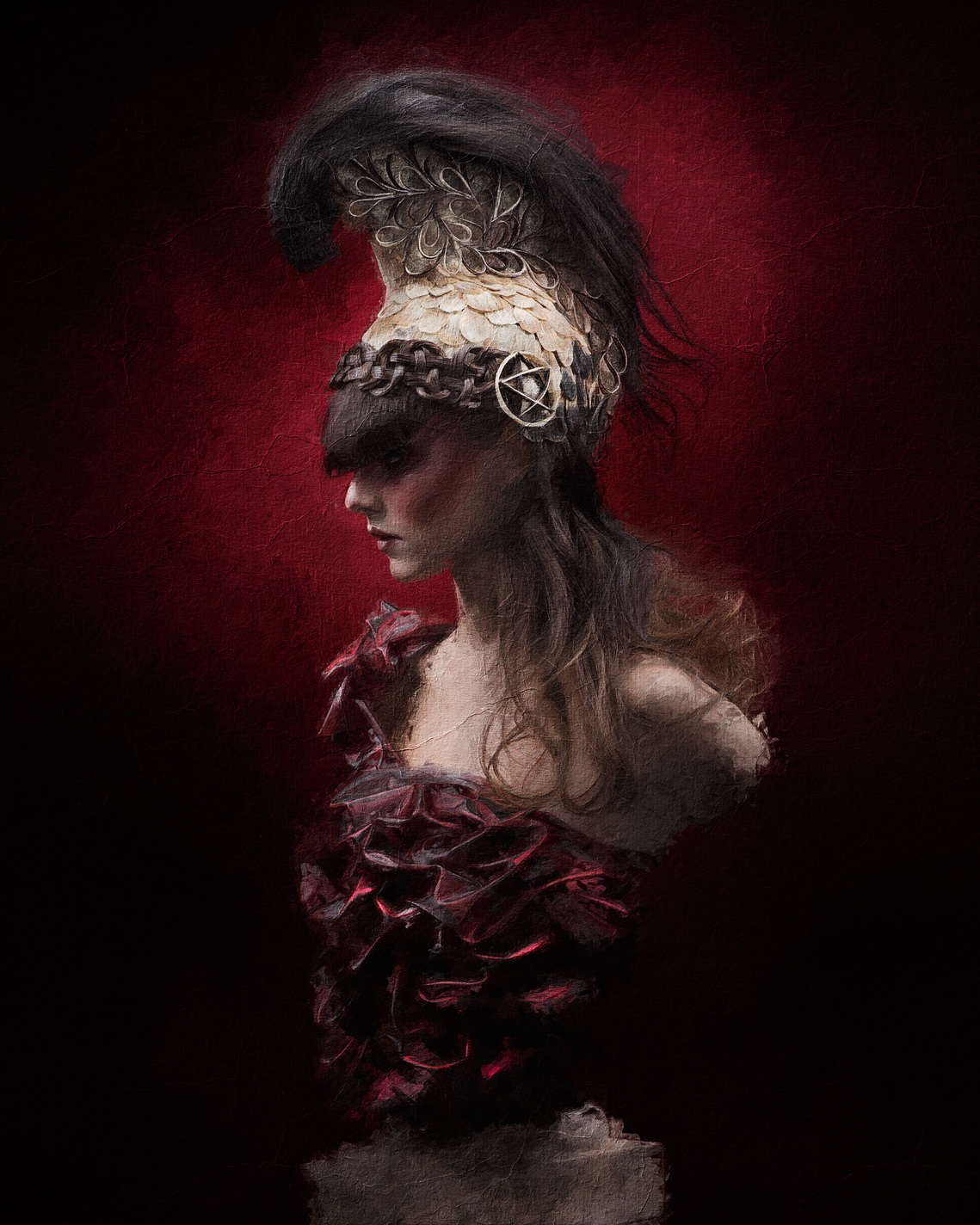 Montreal-based photo shoot showcasing Spartacus-inspired fashion and creative hairstyling in a professional studio
