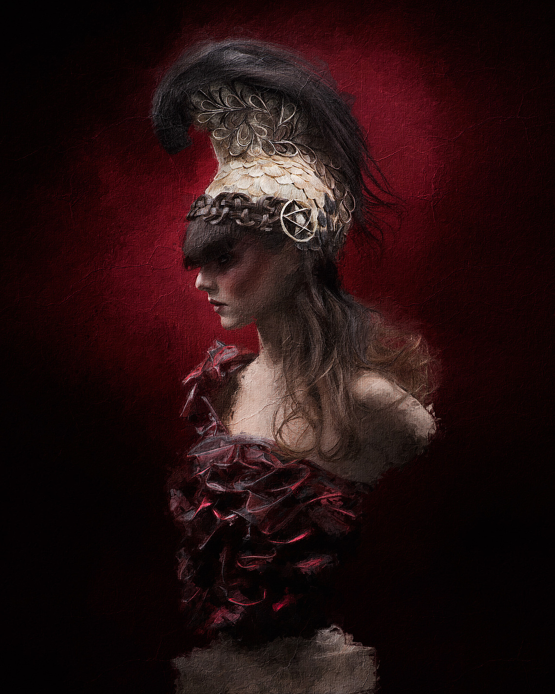 Montreal-based photo shoot showcasing Spartacus-inspired fashion and creative hairstyling in a professional studio