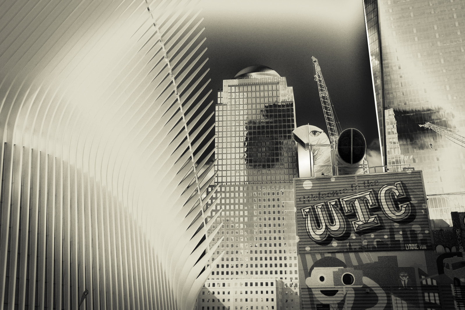 WTC area in NYC in monochrome tones