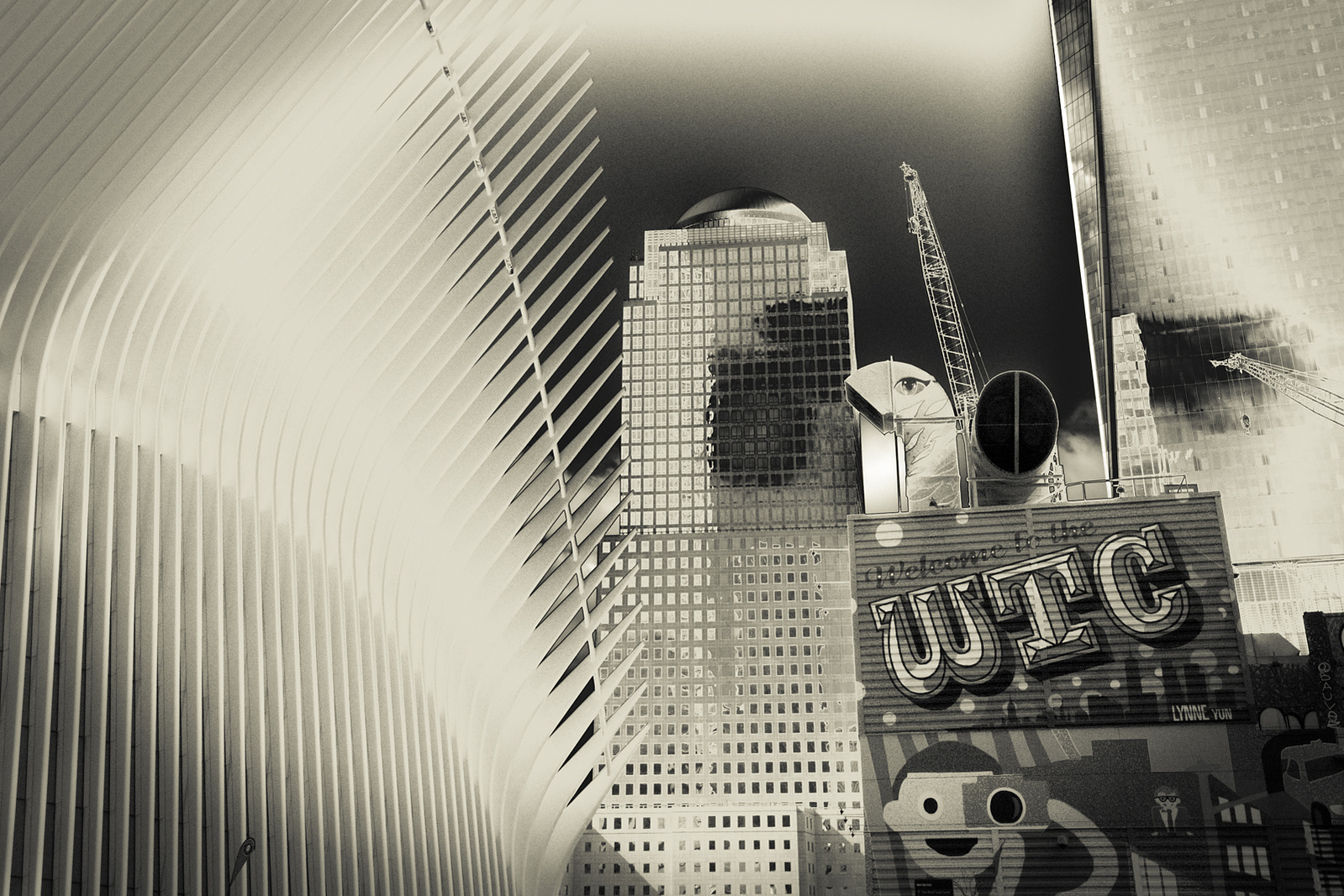 WTC area in NYC in monochrome tones