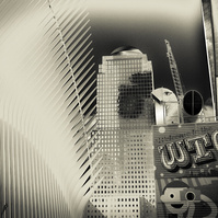 WTC area in NYC in monochrome tones