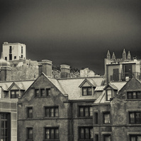 Rooftops in Chelsea, NYC in monochrome tones.  