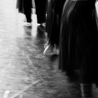 Lower bodies with skirts in motion