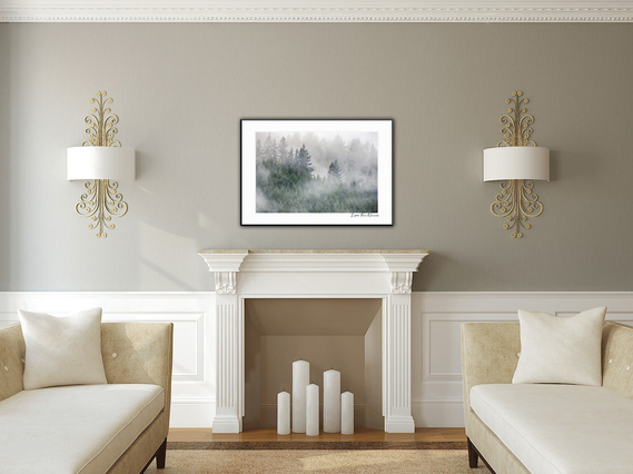 Bring a subtle touch of color into a neutral living area along with the outdoors in with a soft landscape.