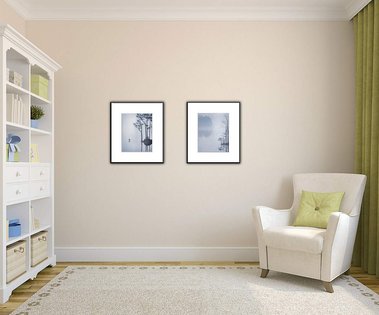 Pair up these two images created in the hush of fog to make your reading area a cozy quiet space.