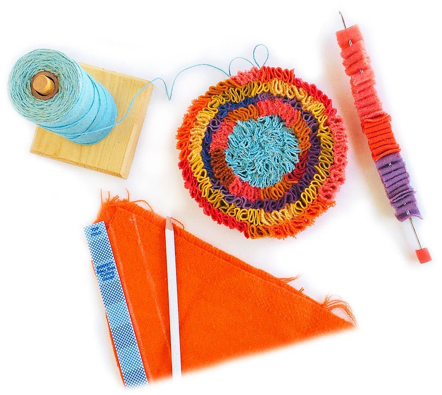 Learn to crochet and shirret at home, from videos on your computer online - luxury rugs from fabric scraps, easy 3-minute lessons.