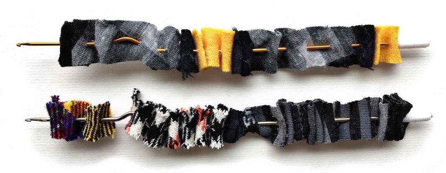 This is the Special crochet hook used to make Shirret rugs and home decor, new in crochet, from your old clothes and fabric scraps, with instructions from shirret dot com.