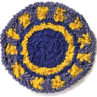 What you can make in Shirret: use my special crochet needle, shirret cord, to make luxury diy decor like this hot mat table mat from fabric scraps, new in crochet.