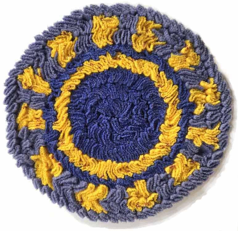 What you can make in Shirret: use my special crochet needle, shirret cord, to make luxury diy decor like this hot mat table mat from fabric scraps, new in crochet.