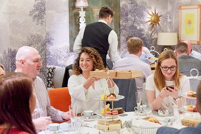 Best corporate kick-off and award ceremony event photographer Josh Caius. This photo was taken at Ham Yard Hotel in London. This is a photo of the afternoon tea that was served before other frivolities took place.