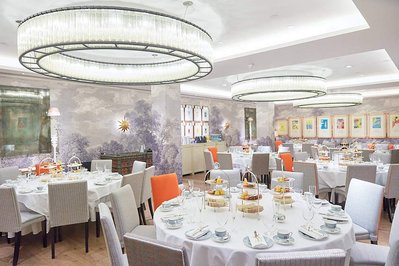 Best corporate kick-off and award ceremony event photographer Josh Caius. This photo was taken at Ham Yard Hotel in London. This is an empty room shot of the setup before guests arrived, for afternoon tea.