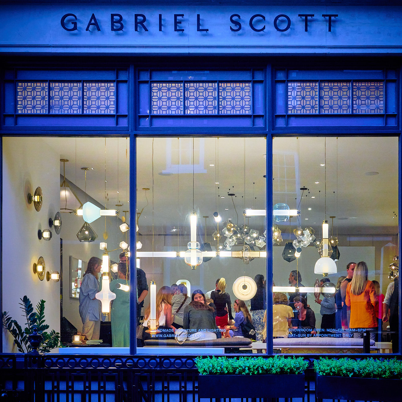 The gabriel scott store in london at night.