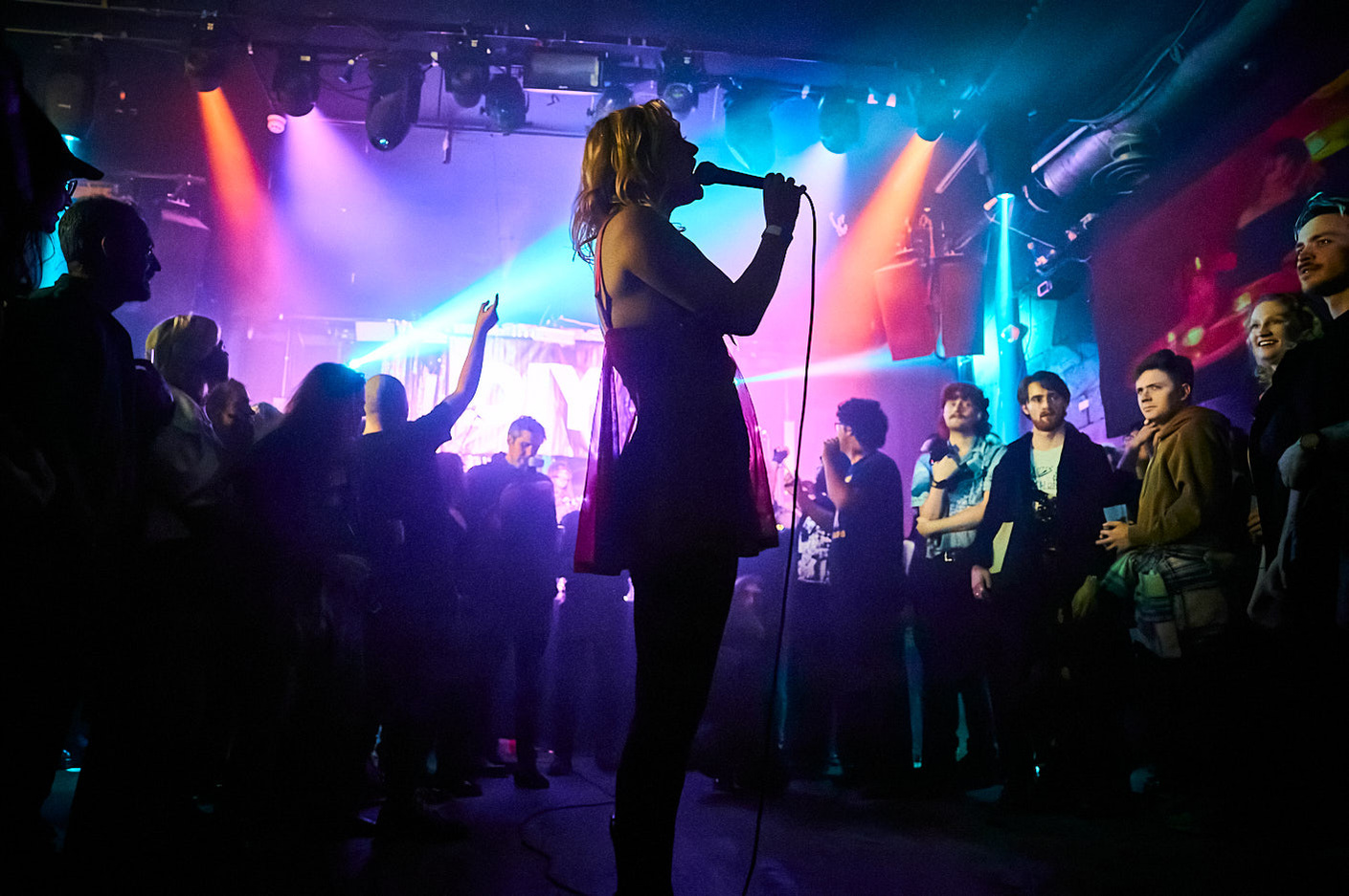 Lambrini Girls photographed off stage while still playing during a gig in London