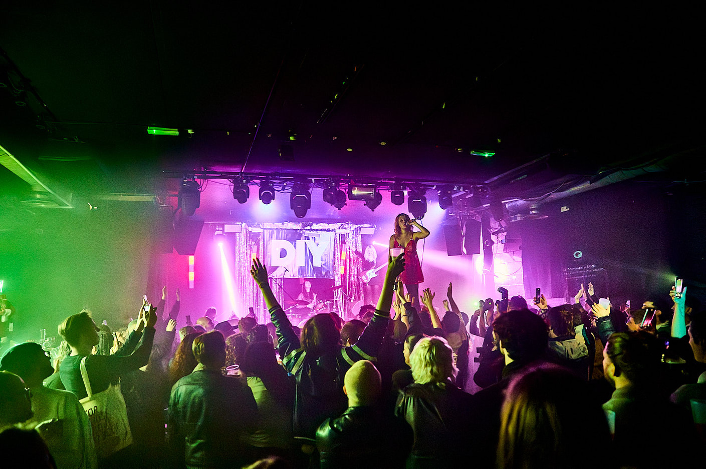 Lambrini Girls gig photography London with energised crowd 