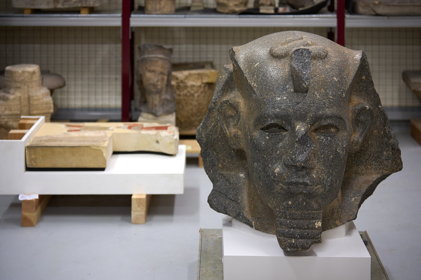 Photograph of a storage room at The British Museum.