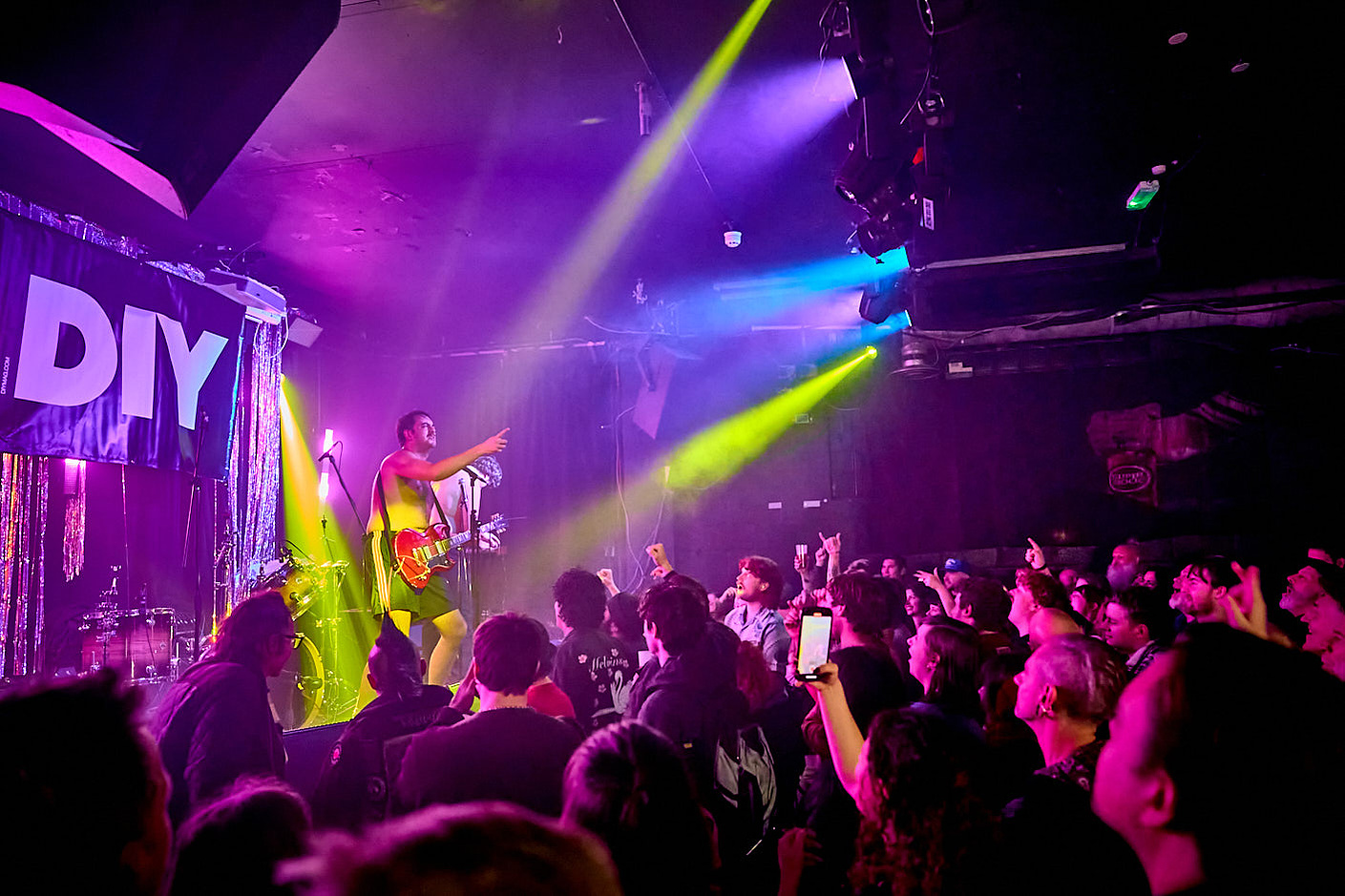 Getdown Services photographed on stage at Colours Hoxton for Class of 2025 gig with DIY Mag and Q Acoustics