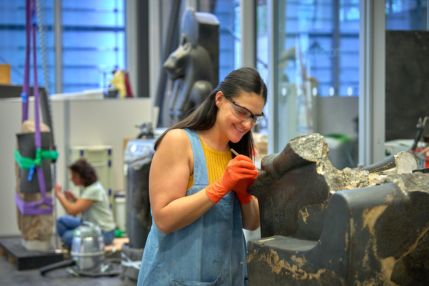 Portrait of a woman conserving artefacts at The British Museum