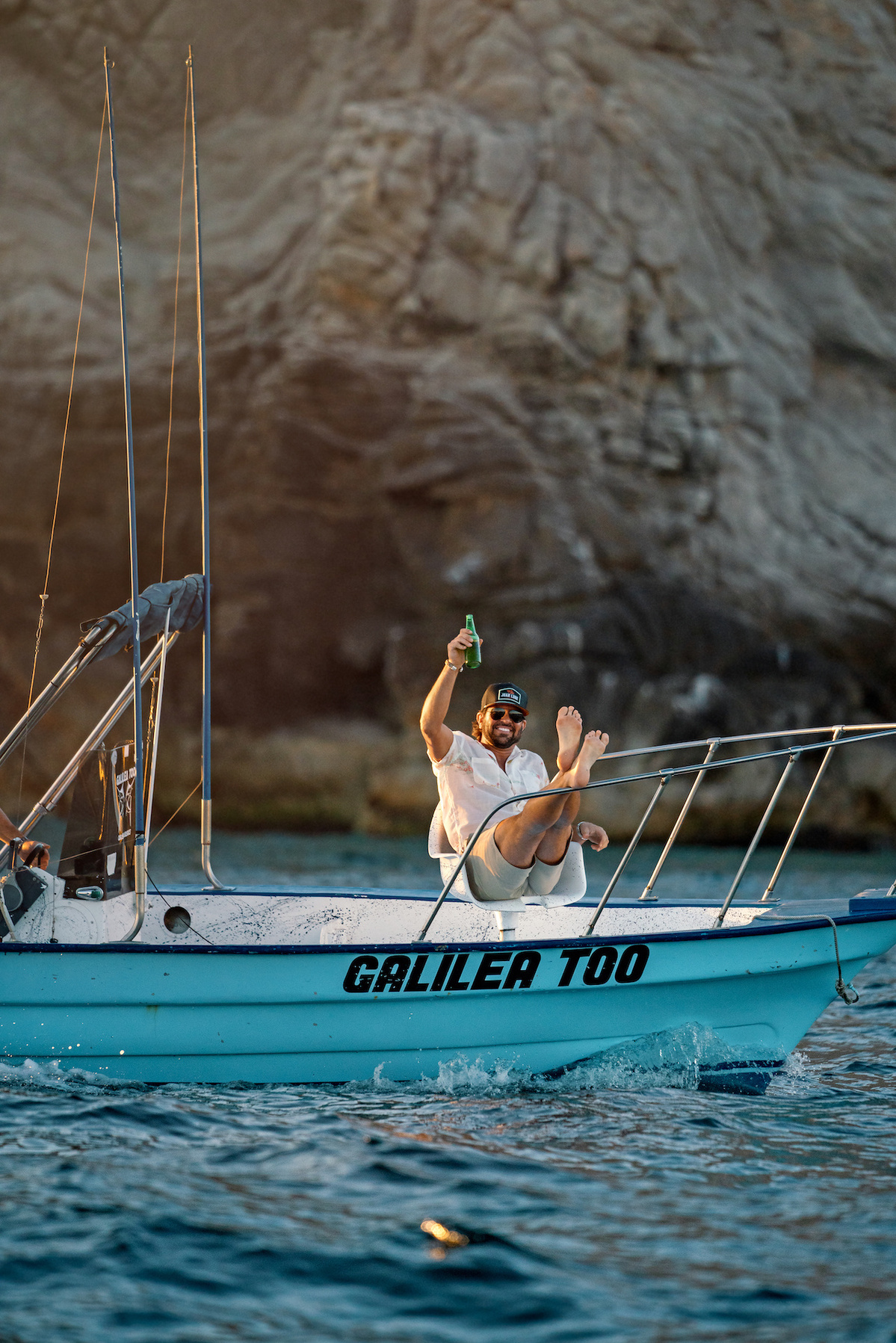 Jon Wolfe on a boat in Cabo San Lucas for Two Hearts in Terlingua, Tequila Sundown