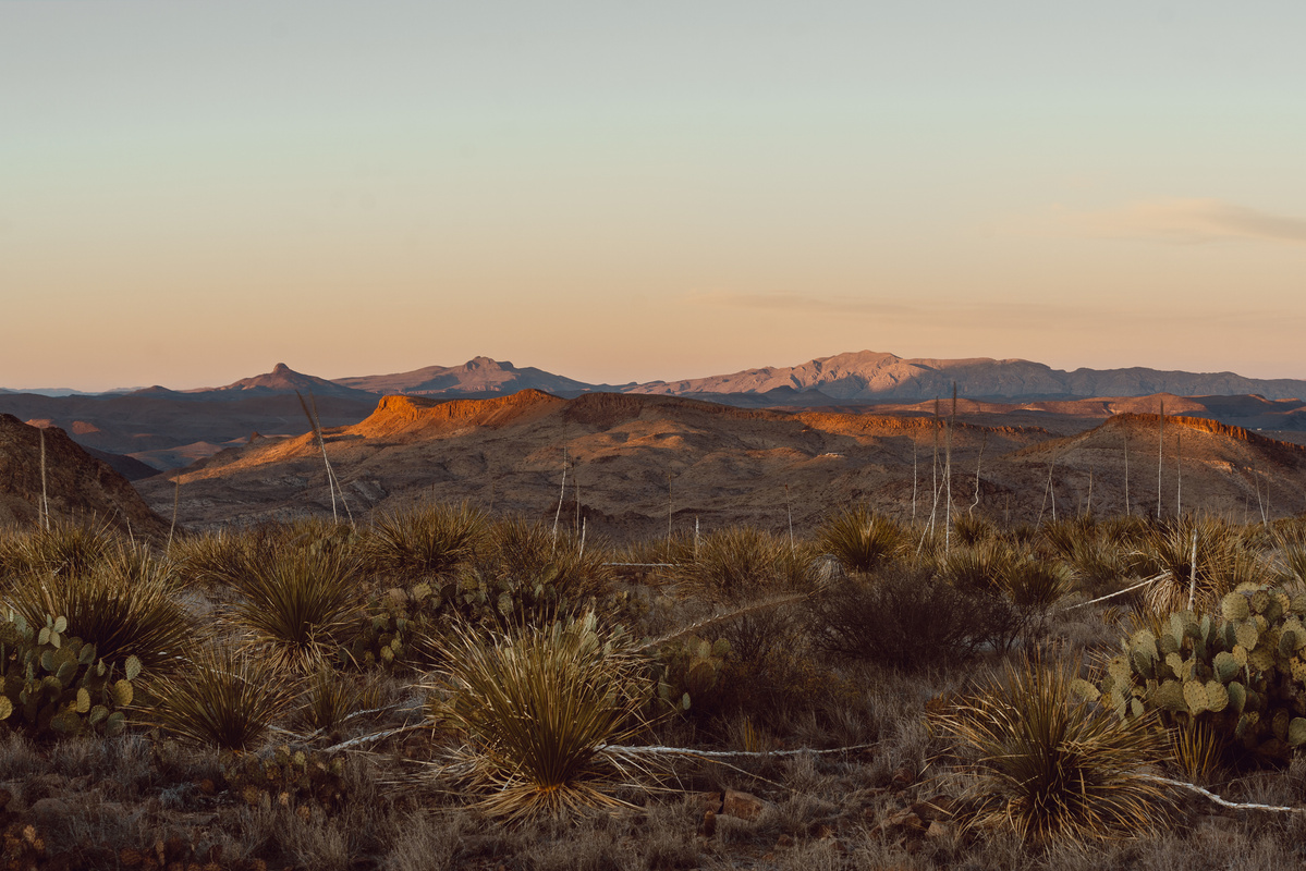 View from Boca De La Roca, and Air BnB in Terlingua Texas. Sunset, desert