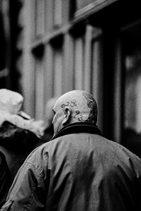 Photograph from Matthew Fleming's 'Mods' (2020) series. Taken at the Ribble Valley Mod Weekender (also known as the Clitheroe Scooter Festival/Rally), Clitheroe, Lancashire. Taken with Ilford HP5 35mm film. 