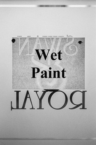 A sign on a pub window declares, "Wet Paint", Clitheroe.
Photograph from the series To Live and Die in Lancashire: Wet Paint by Matthew James Fleming. Taken with a Leica M6 and Ilford HP5 35mm film.