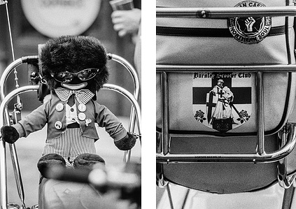 Photograph from Matthew Fleming's 'Mods' (2020) series. Taken at the Ribble Valley Mod Weekender (also known as the Clitheroe Scooter Festival/Rally), Clitheroe, Lancashire. Taken with Ilford HP5 35mm film. 