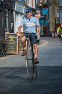 A cyclist rides a penny farthing in Ulverston as part of the Velo Retro Vintage cycling Festival. Photo by Matthew Fleming, Lancashire.